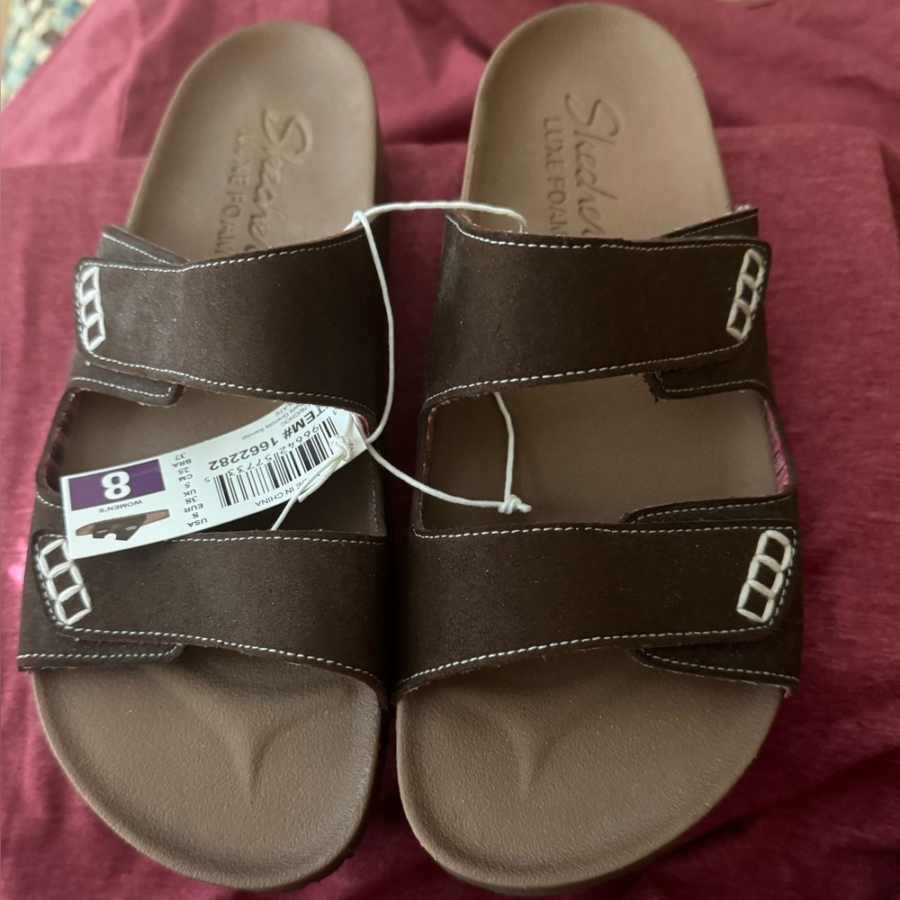 Skechers Chocolate Brown Slide Sandals